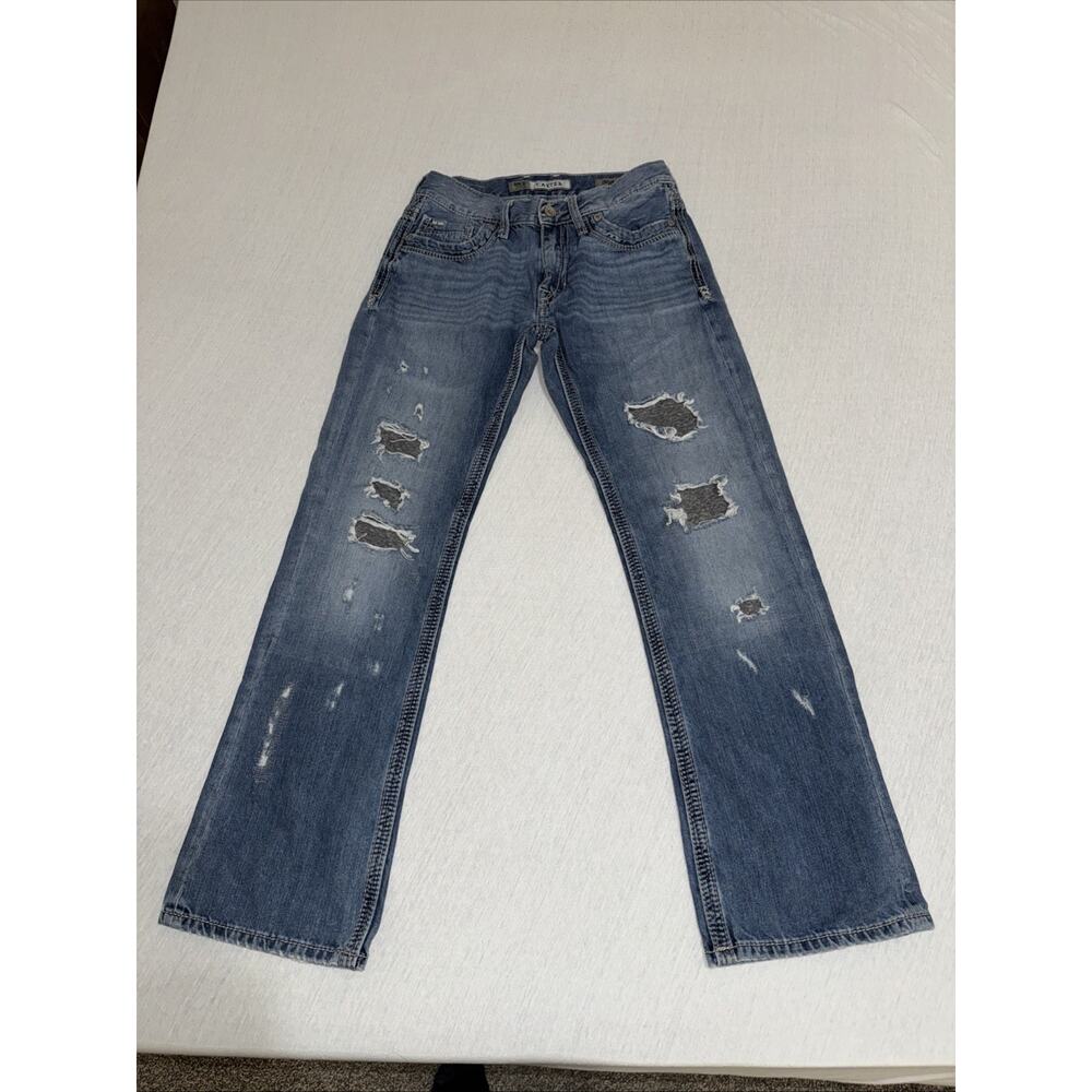 BKE Carter Mens Denim Jeans Blue Medium Wash 30R Fits 30x31.5 Grunge Distressed